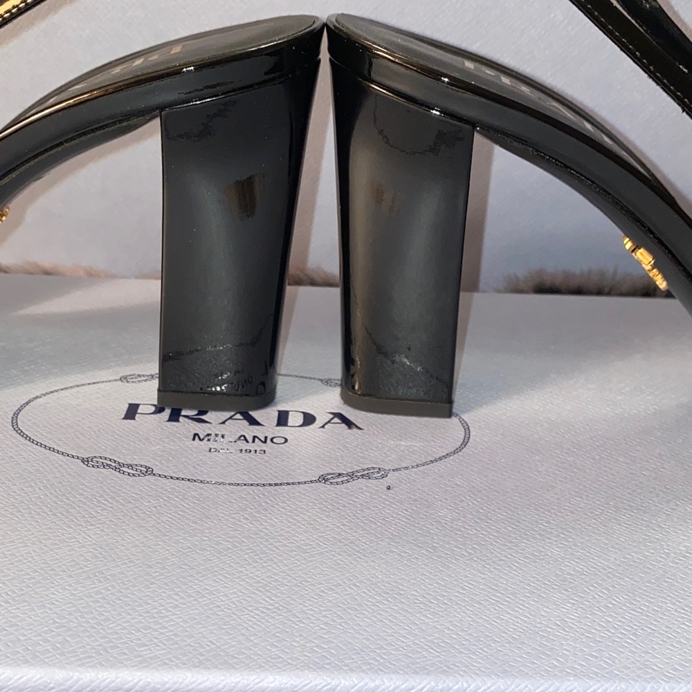 Prada Glossy Black Slingback Heels - Picture 9 of 14